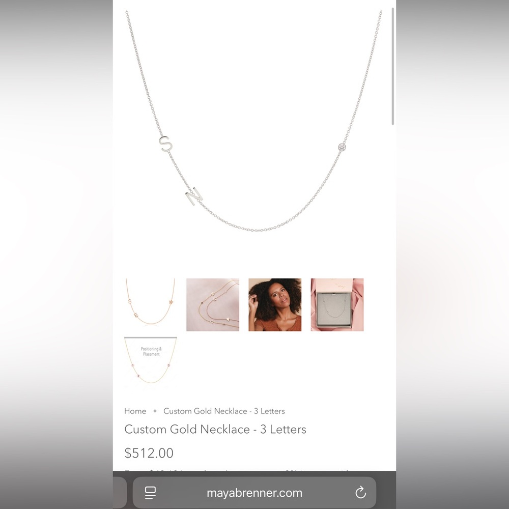Maya Brenner Custom White Gold Necklace - 3 Letters
